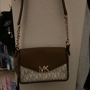 Michael Kors Crossbody Bag in Brown and Cream with Signature Monogram